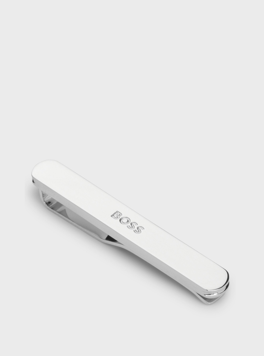 BOSS Tie Clip With Engraved Logo B-BOSSONE-TIE - Silver