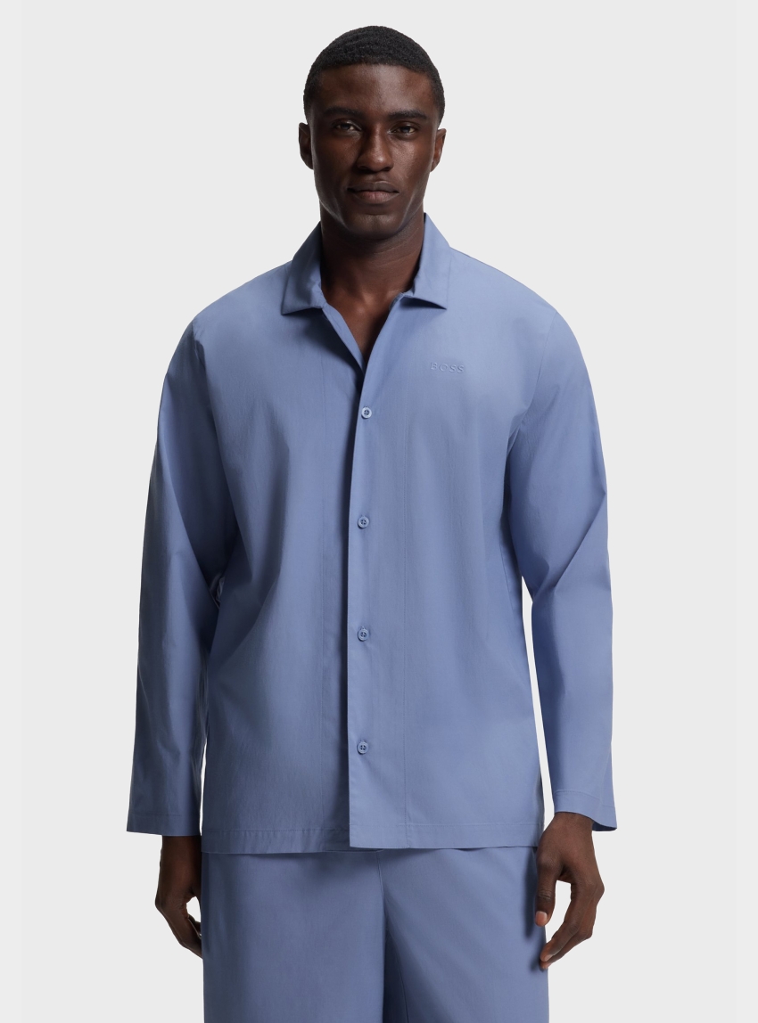 BOSS Two-Piece Poplin Pyjama Set With Embroidered Branding  Chris Pyjama - Light Blue