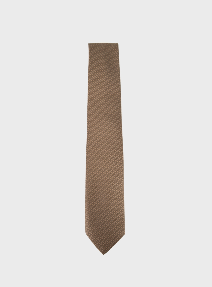 BOSS Silk Tie With Jacquard Monograms H-TIE CM 7.5 253 - Dark Beige