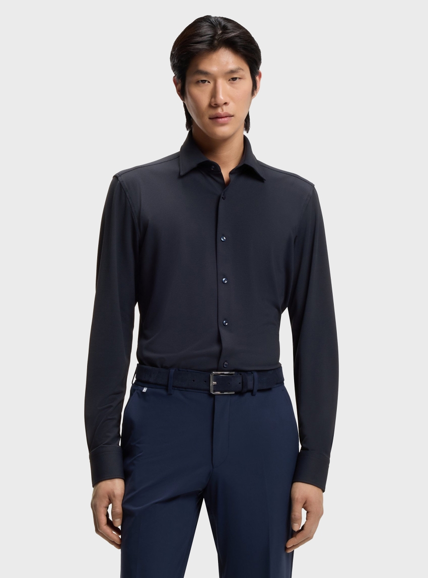 BOSS Slim-Fit Shirt In Performance-Stretch P-HANK-K-261 - Dark Blue