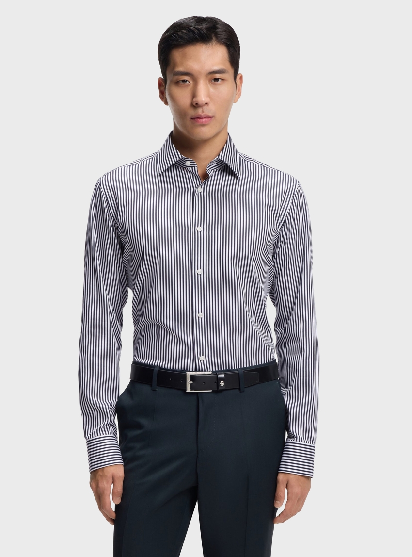 BOSS Regular-Fit Shirt In Striped Easy-Iron Cotton H-JOE-K-C1-261 - Dark Blue