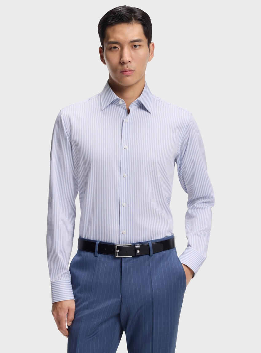 BOSS Regular-Fit Shirt In Striped Easy-Iron Cotton H-JOE-K-C1-261 - Purple