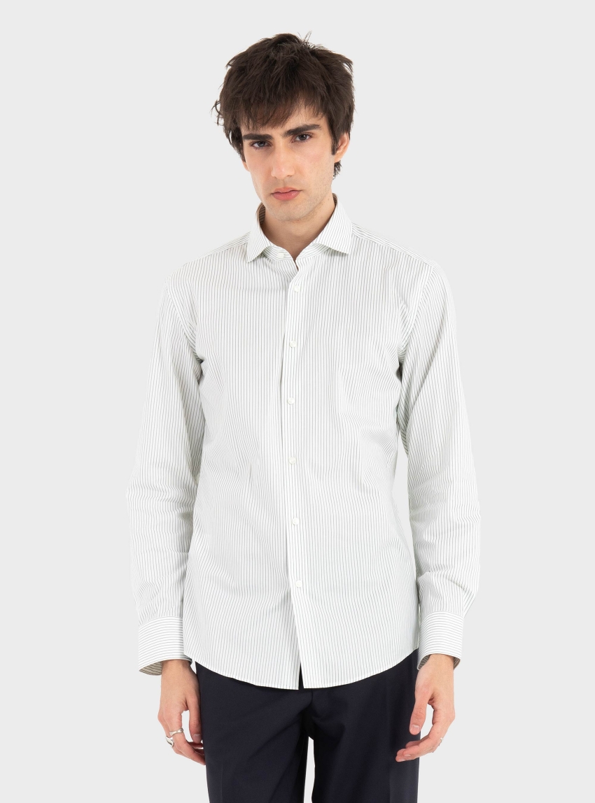 BOSS Slim-Fit Shirt In Easy-Iron Striped Stretch Cotton H-HANK-SP-C1-261 - Pale Green