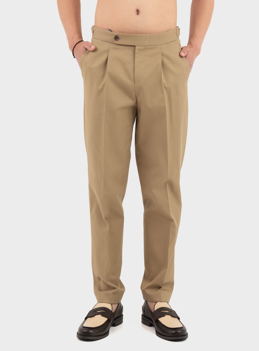 BOSS Tapered-Fit Trousers In Stretch Cotton C-Perino-PL-DTL-254 - Beige