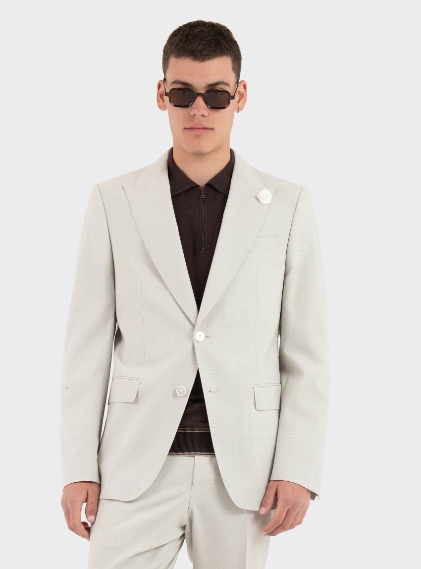 BOSS Slim Fit Blazer H-Hutson-Peak-261 - Ecru