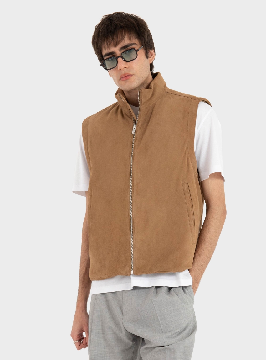 BOSS Suede Gilet H-Marens - Beige