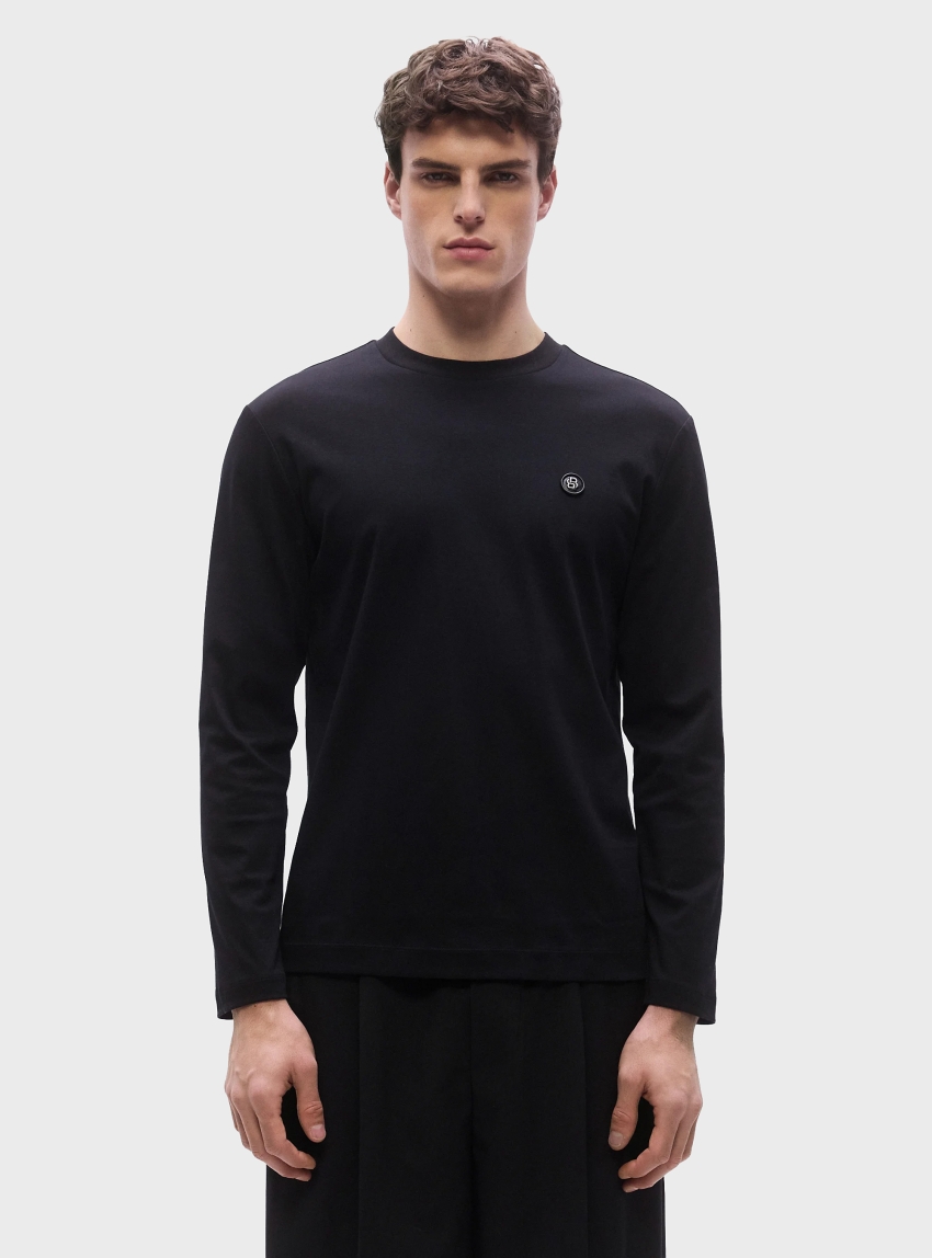 BOSS Mercerised-Cotton T-Shirt With Double B Monogram C-Townley 01 - Black