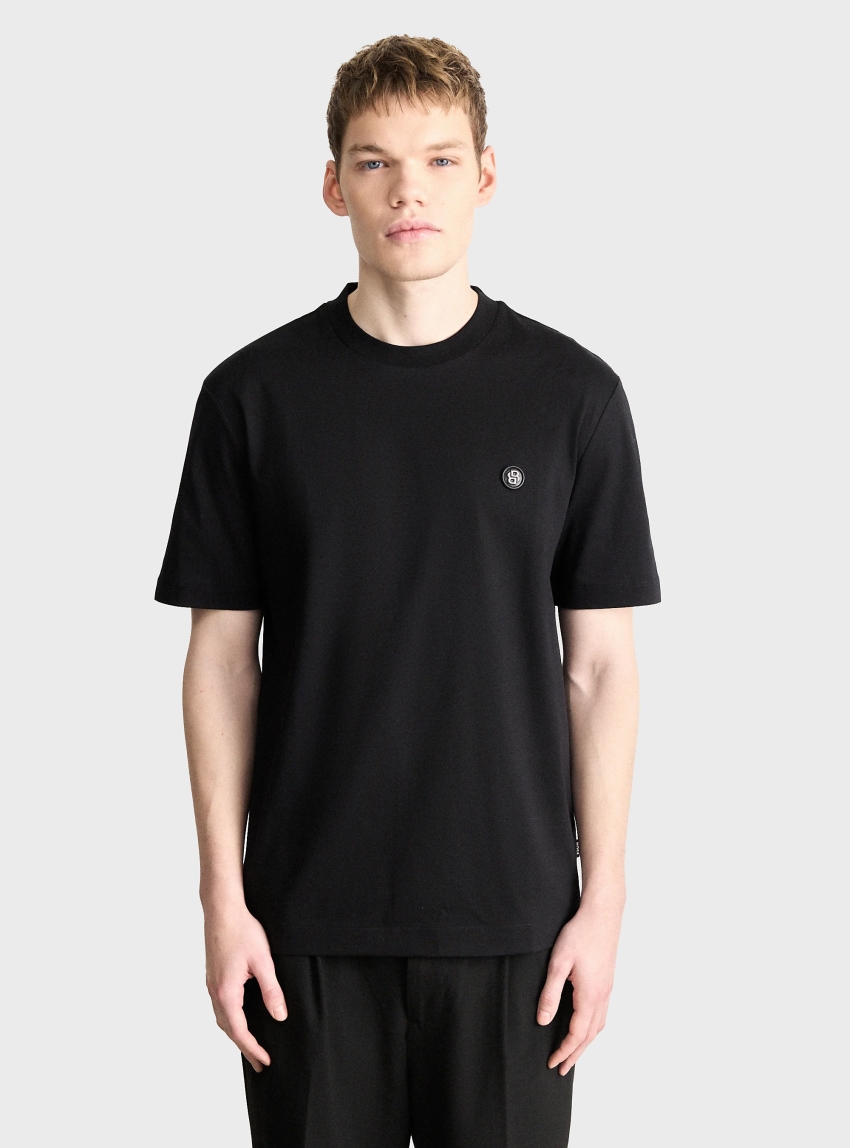 BOSS Mercerised-Cotton T-Shirt With Double B Monogram C-Taut 01 - Black