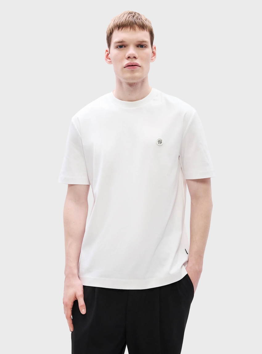 BOSS Mercerised-Cotton T-Shirt With Double B Monogram C-Taut 01 - White