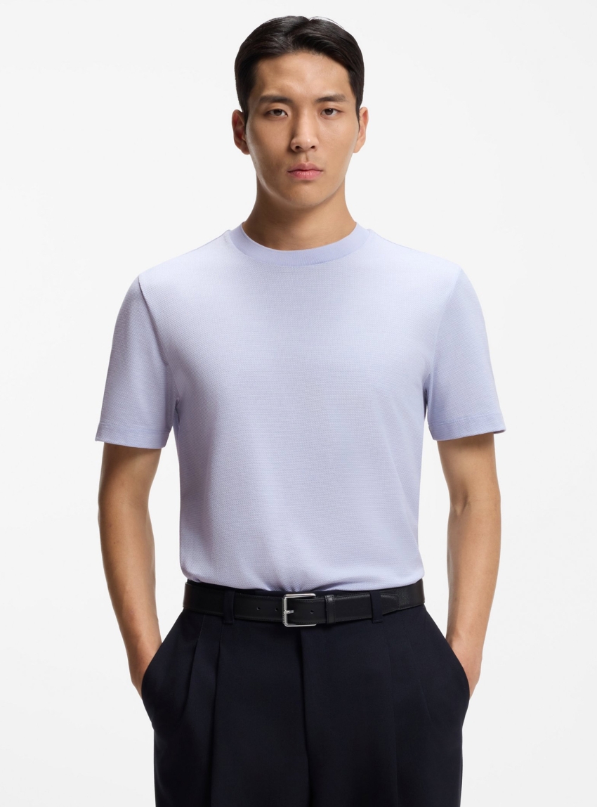 BOSS Cotton T-Shirt With Bubble Structure H-Thompson 102 - Purple