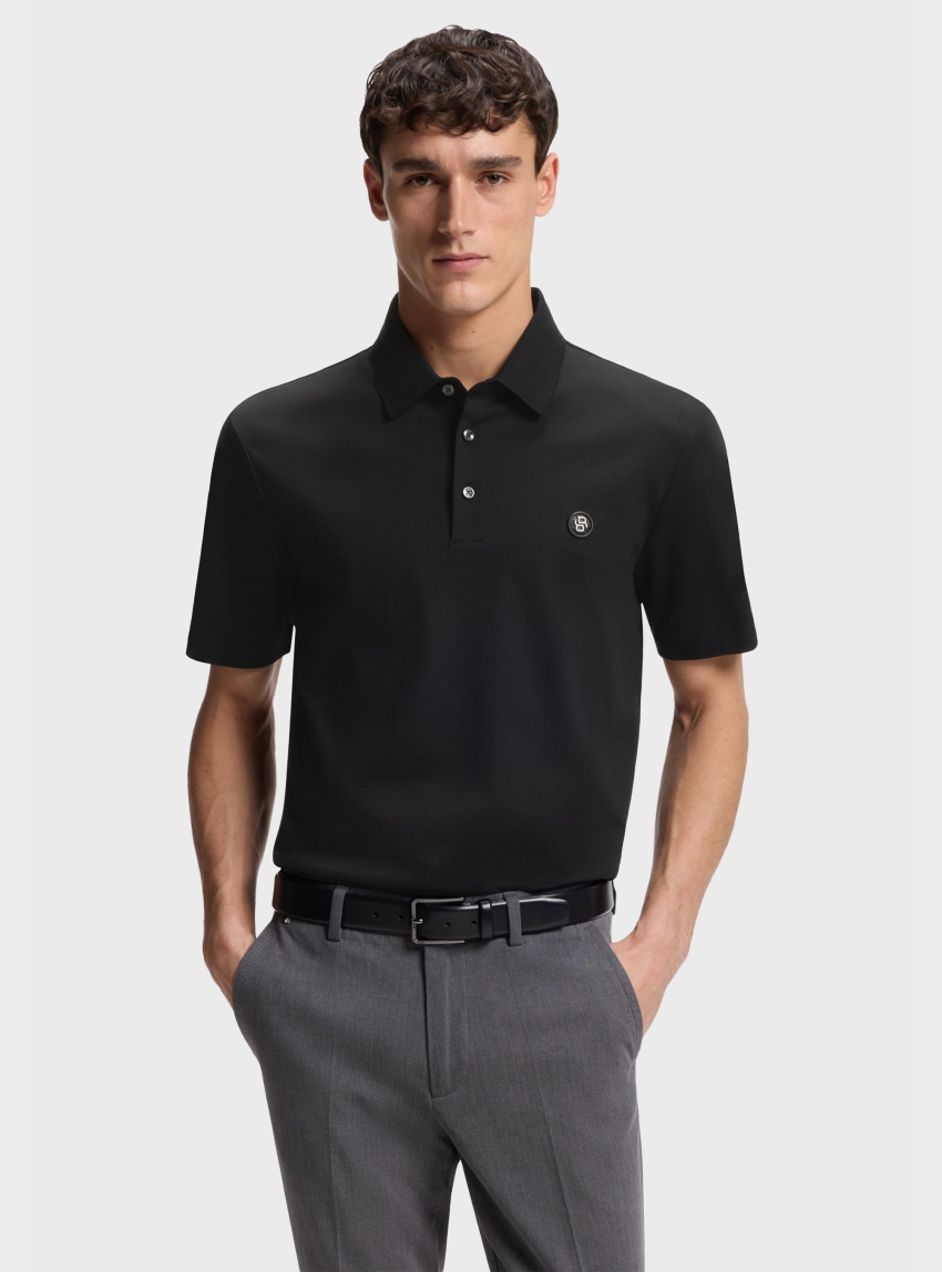 BOSS Mercerised-Cotton Polo Shirt With Double B Monogram C-Parris 01 - Black