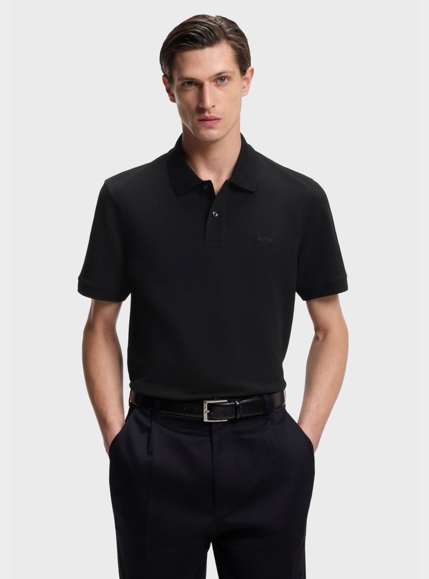 BOSS Polo Shirt In Cotton Piqué With Embroidered Logo Pallas - Black