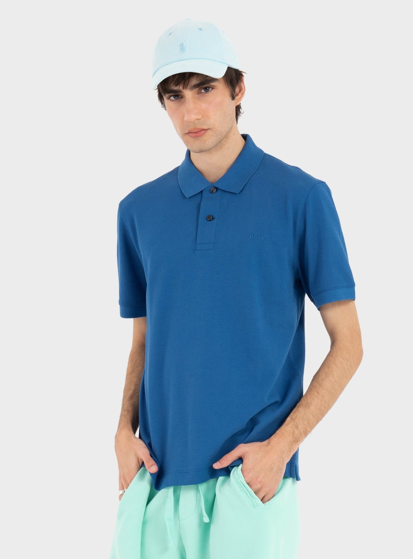 BOSS Polo Shirt In Cotton Piqué With Embroidered Logo Pallas - Blue