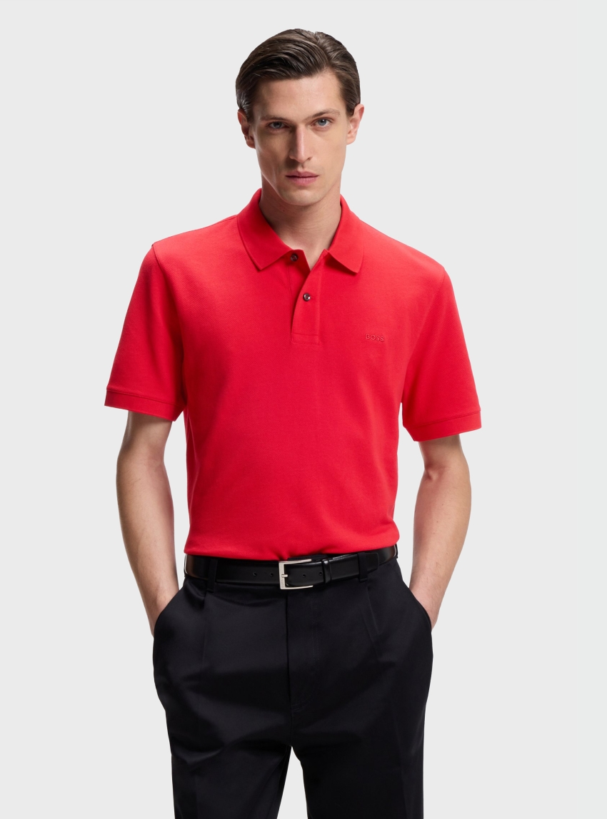 BOSS Polo Shirt In Cotton Piqué With Embroidered Logo Pallas - Dark Red