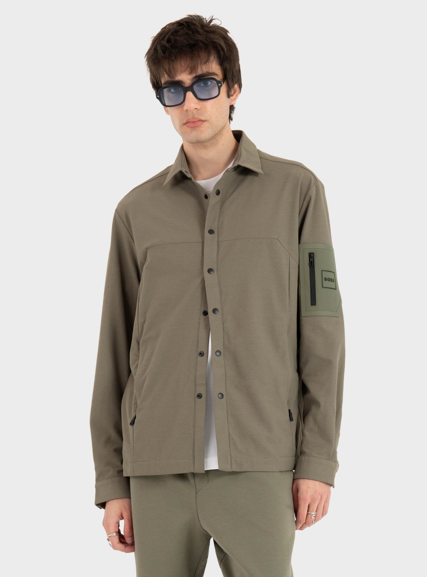 BOSS Relaxed-Fit Overshirt In Waffle Fabric ST_Tour Waffle L - Olive 