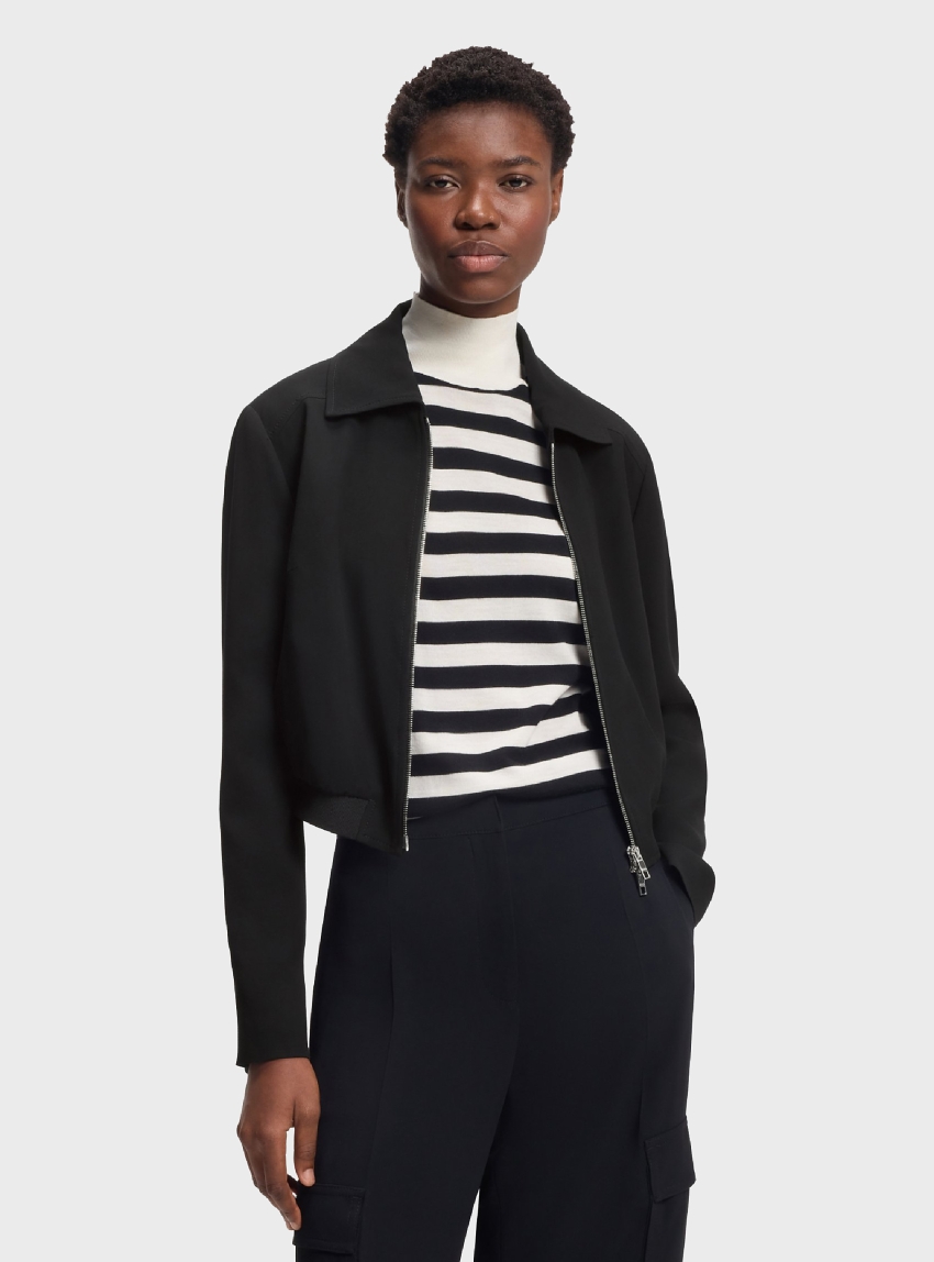 BOSS Regular-Fit Zip-Up Jacket In Crepe Fabric Jocalena - Black