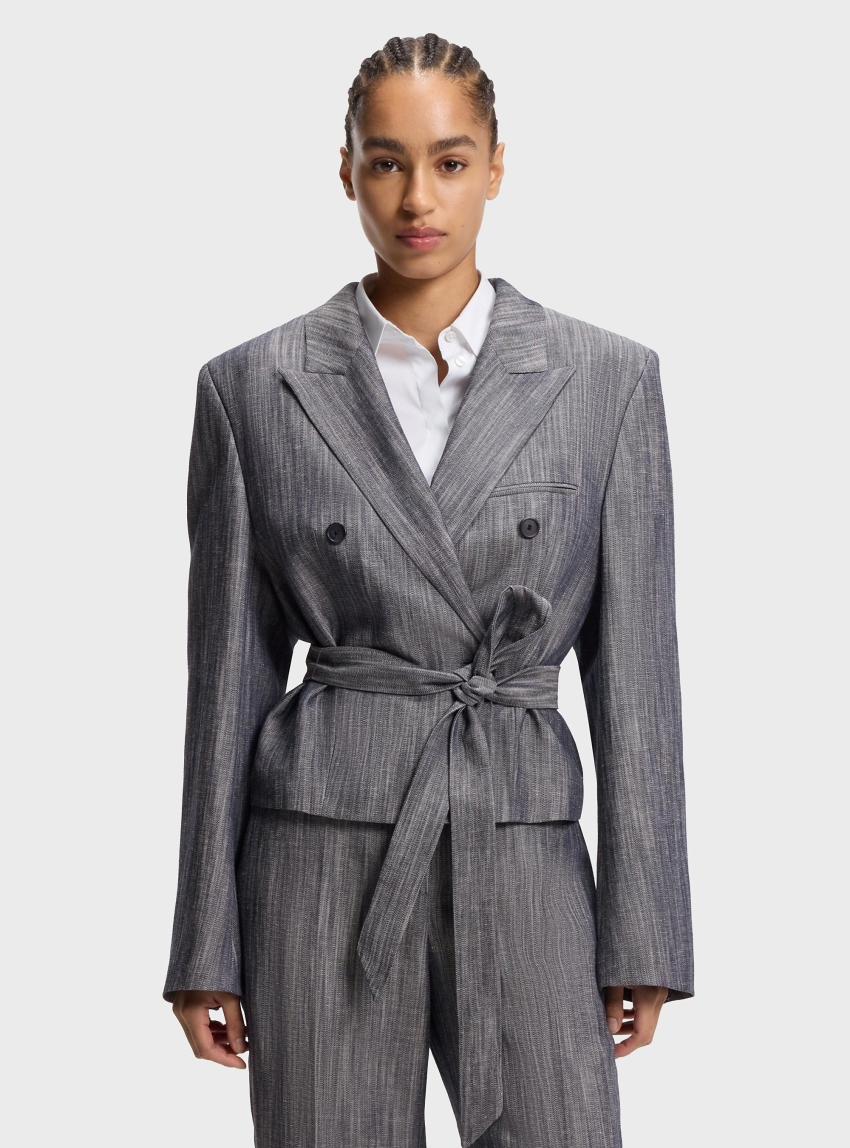 BOSS Regular-Fit Blazer In Melange Denim  Jelsia - Grey