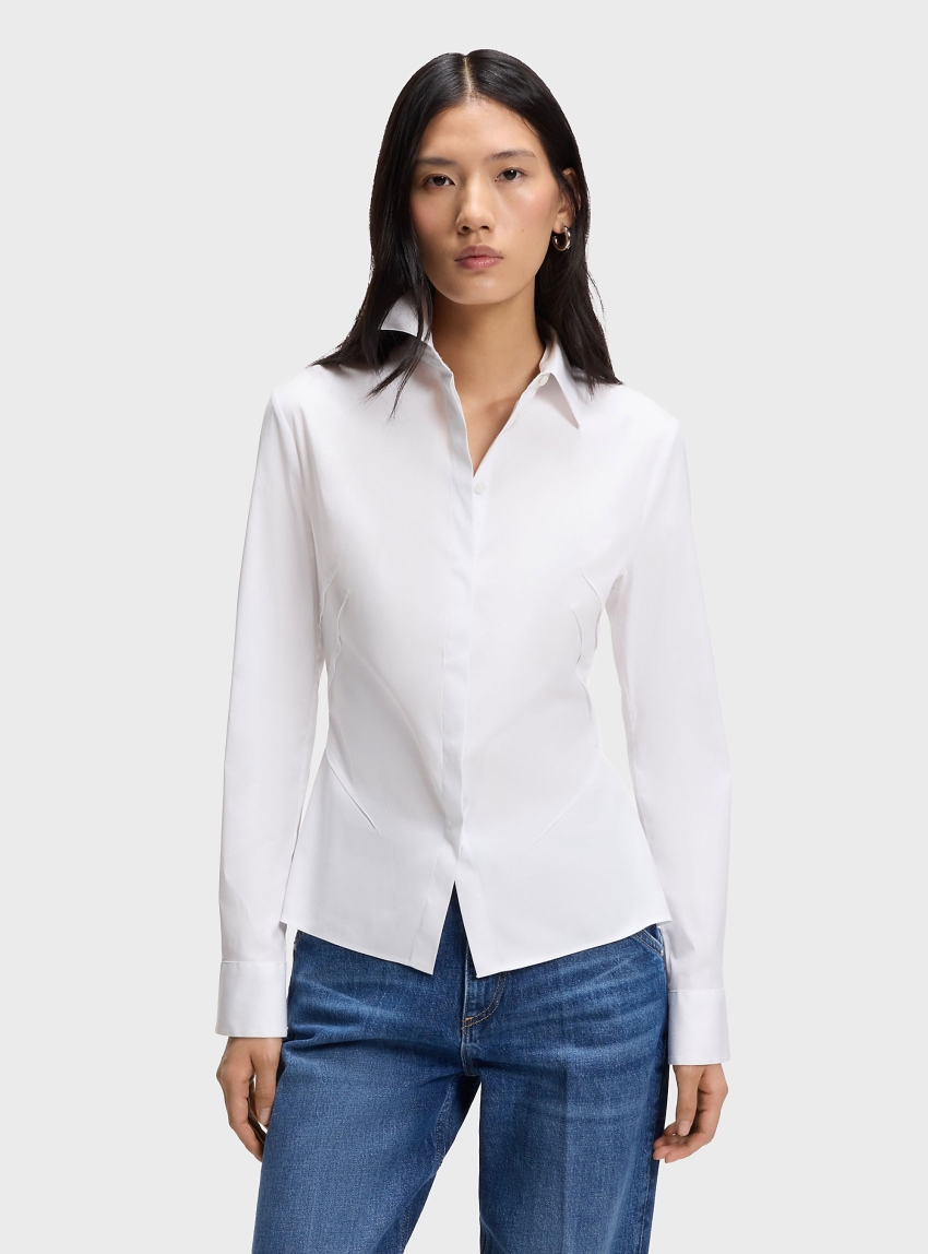 BOSS Slim-Fit Shirt In Easy-Iron Cotton-Blend Poplin  Burbel - White