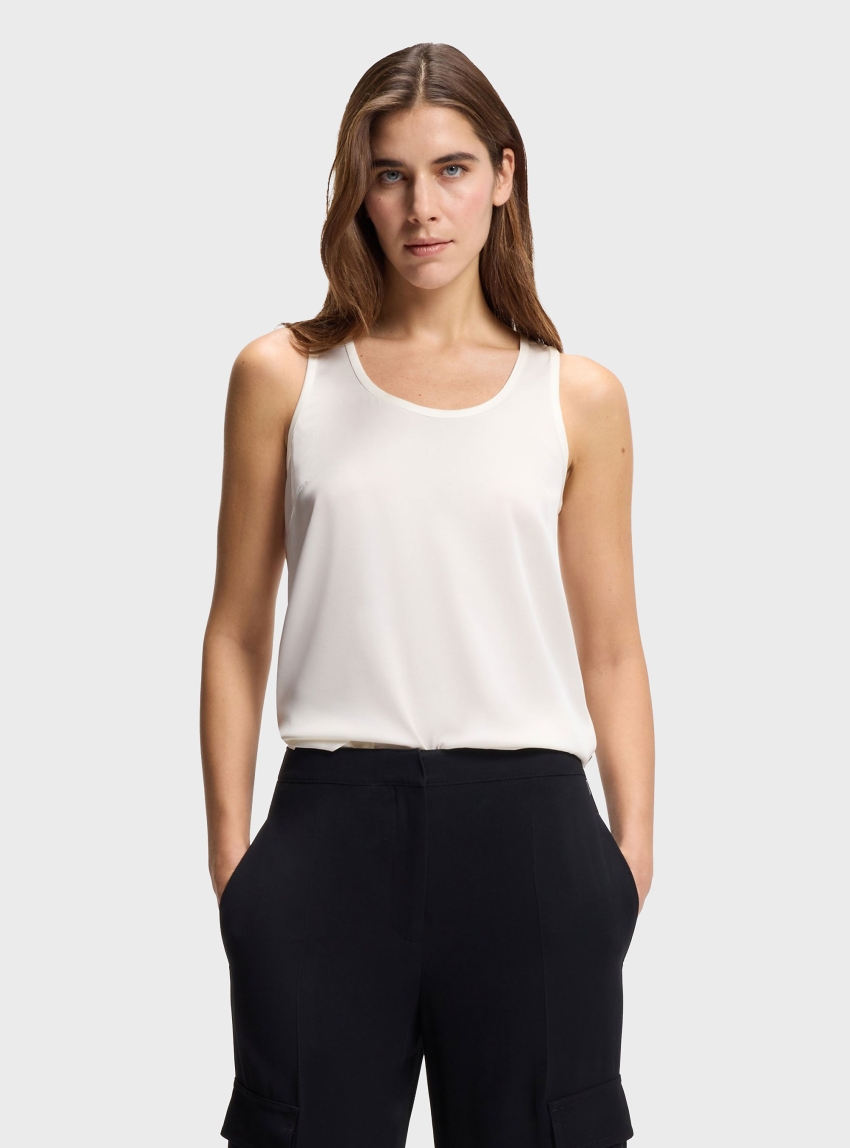 BOSS Sleeveless Top In Stretch Silk  Bettyna - Off White