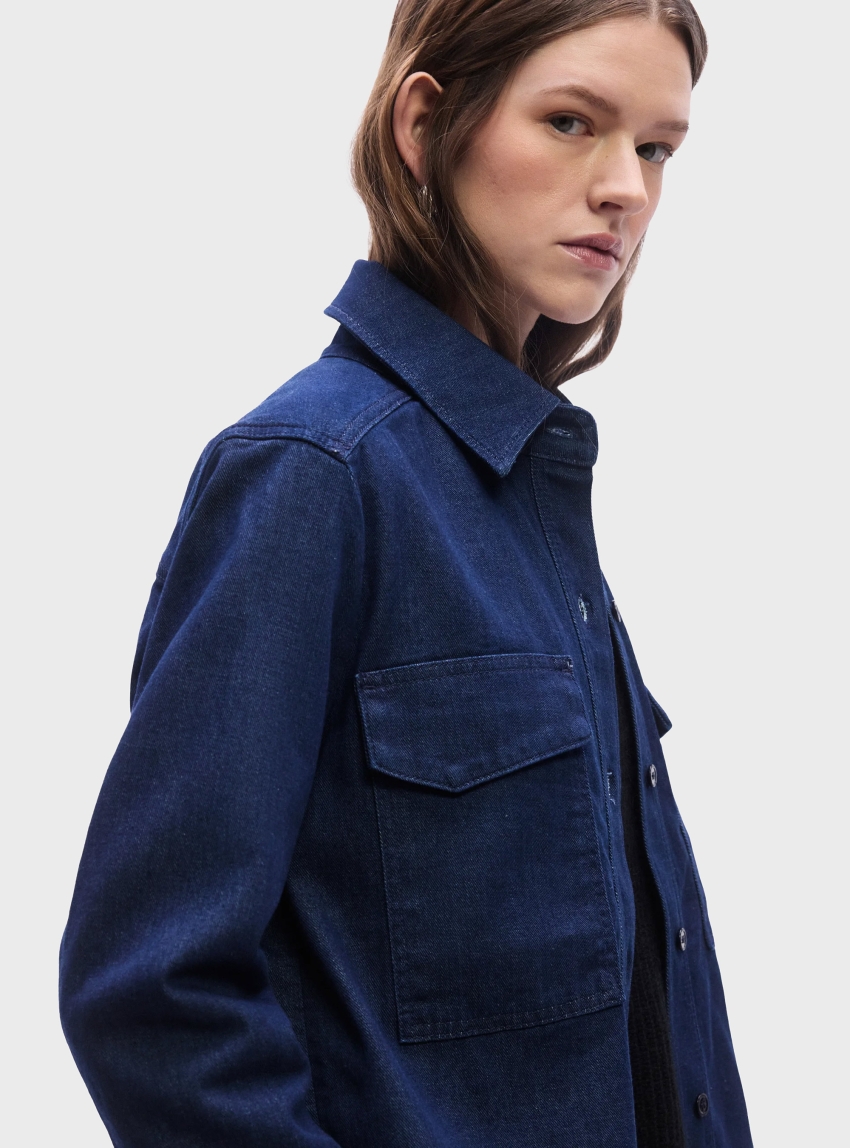 BOSS Regular Fit Shirt In Italian Stretch Denim ALOSYNE - Dark Blue