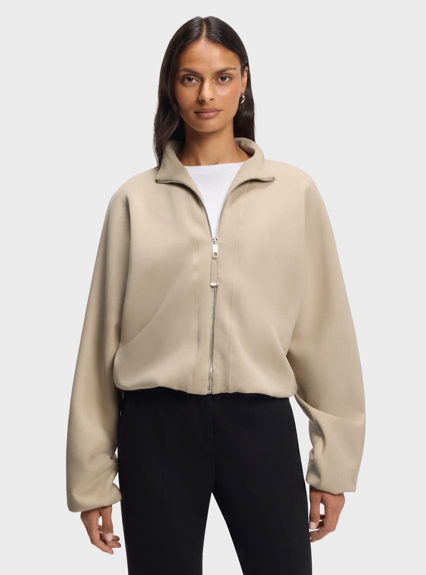 BOSS Loose-Fit Bomber Jacket In Stretch Jersey Ebesya - Beige