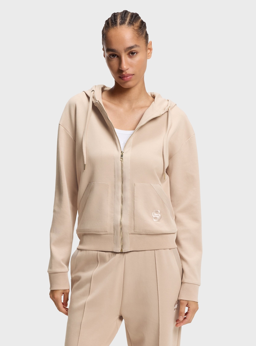 BOSS Cotton-Blend Zip-Up Hoodie With Double B Monogram  Shiny B_Jacket H. - Light Salmon