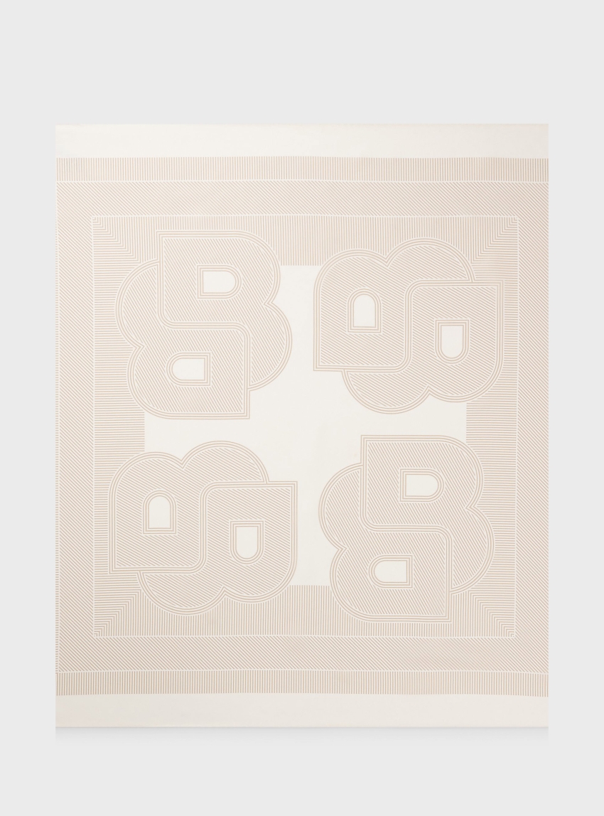 BOSS Italian-Made Scarf In Printed Silk Twill  Lainy_1 - Light Beige