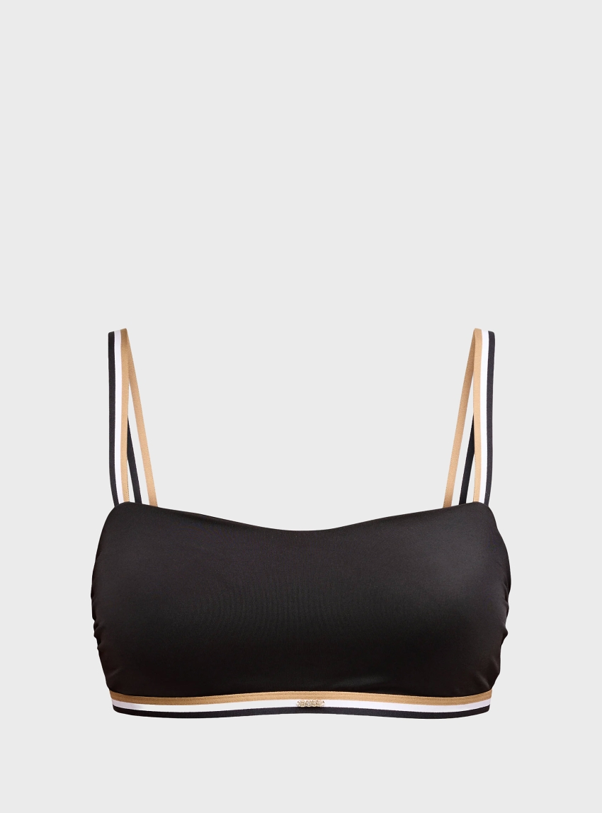 BOSS Signature-Stripe Bandeau Bikini Top ICONIC - Black