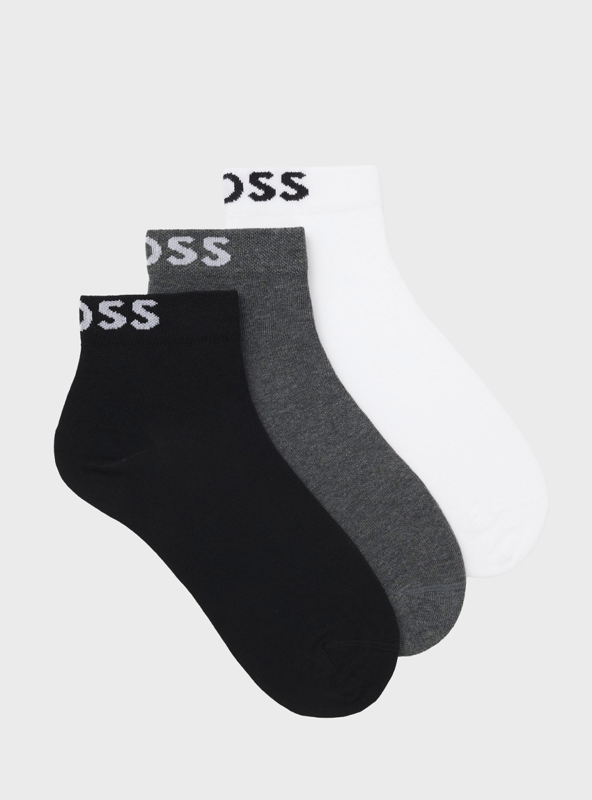 BOSS Three-Pack Of Short-Length Socks With Logos  3P SH Logo CC SP W - Multi Colors