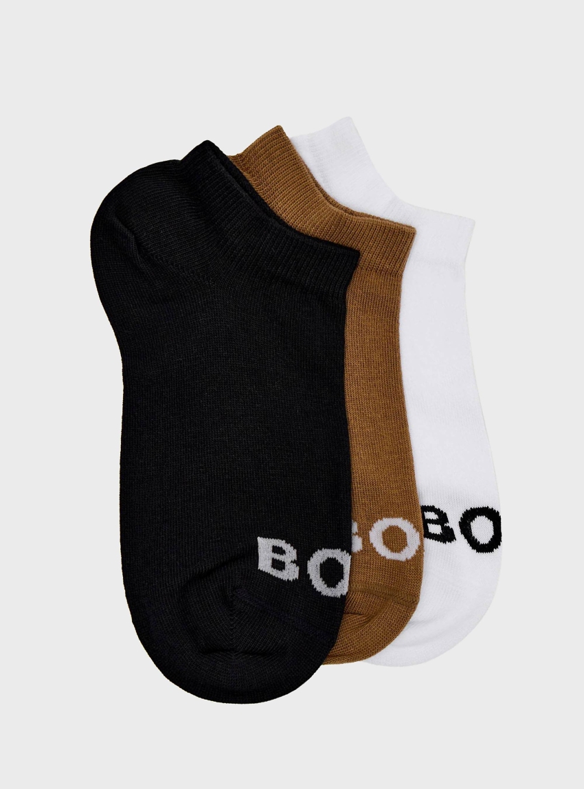 BOSS Three-Pack Of Ankle-Length Socks With Contrast Logos 3P AS Logo CC W - Multi Colors