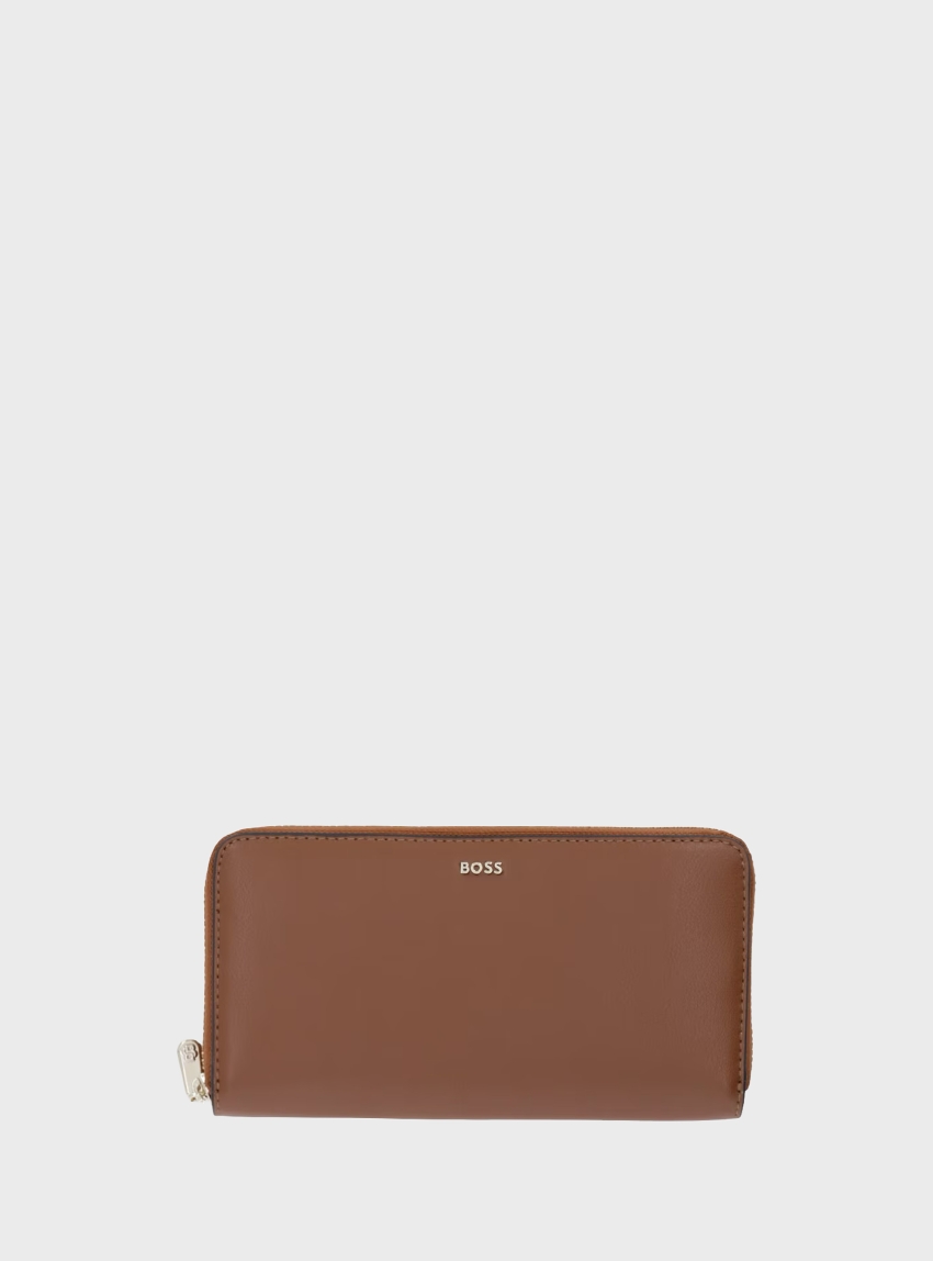 BOSS Small Zip-Around Wallet With Logo Lettering  NUMAH - Light Brown