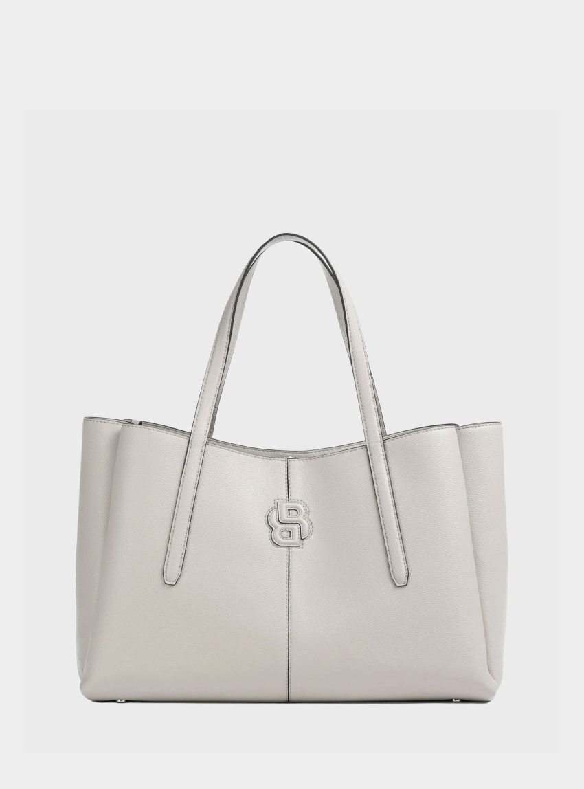 BOSS Tote Bag With Padded Double B Monogram Anett NEW L Tote - Ecru