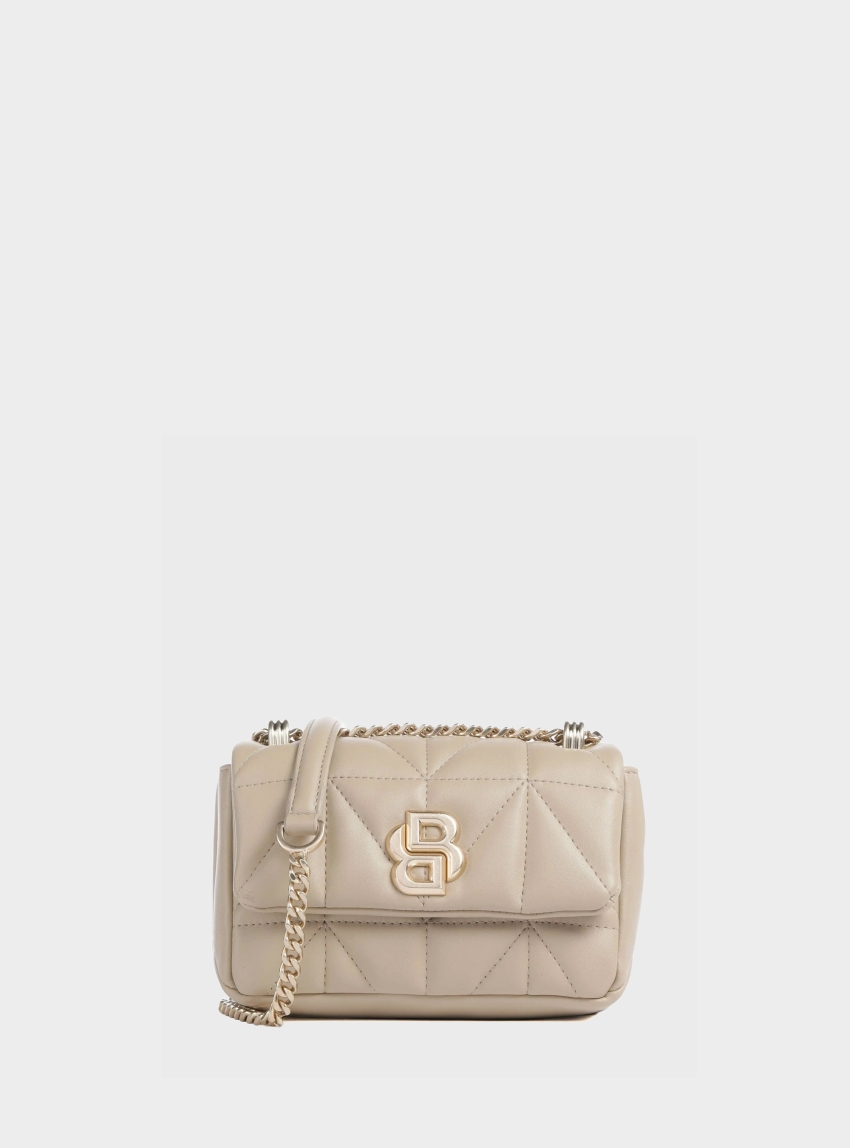 BOSS Small Quilted Shoulder Bag With Double B Monogram B_ICON S Sh. Bag QN - Light Beige