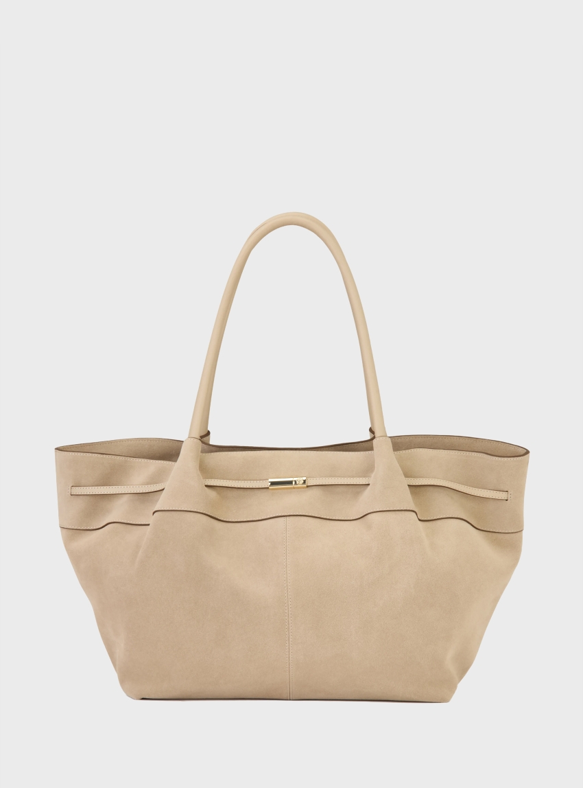 BOSS Suede Tote Bag HELYA - Light Beige