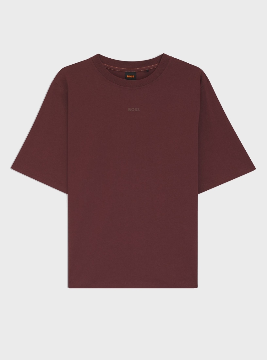 BOSS Oversized-Fit T-Shirt With Puff-Print Logo C_Enis_Small_Logo - Brown