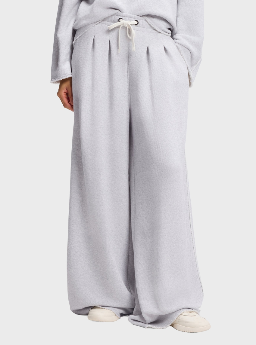 BOSS Wide-Leg Tracksuit Bottoms In A Cotton Blend  C_Elenyx - Light Grey Melange