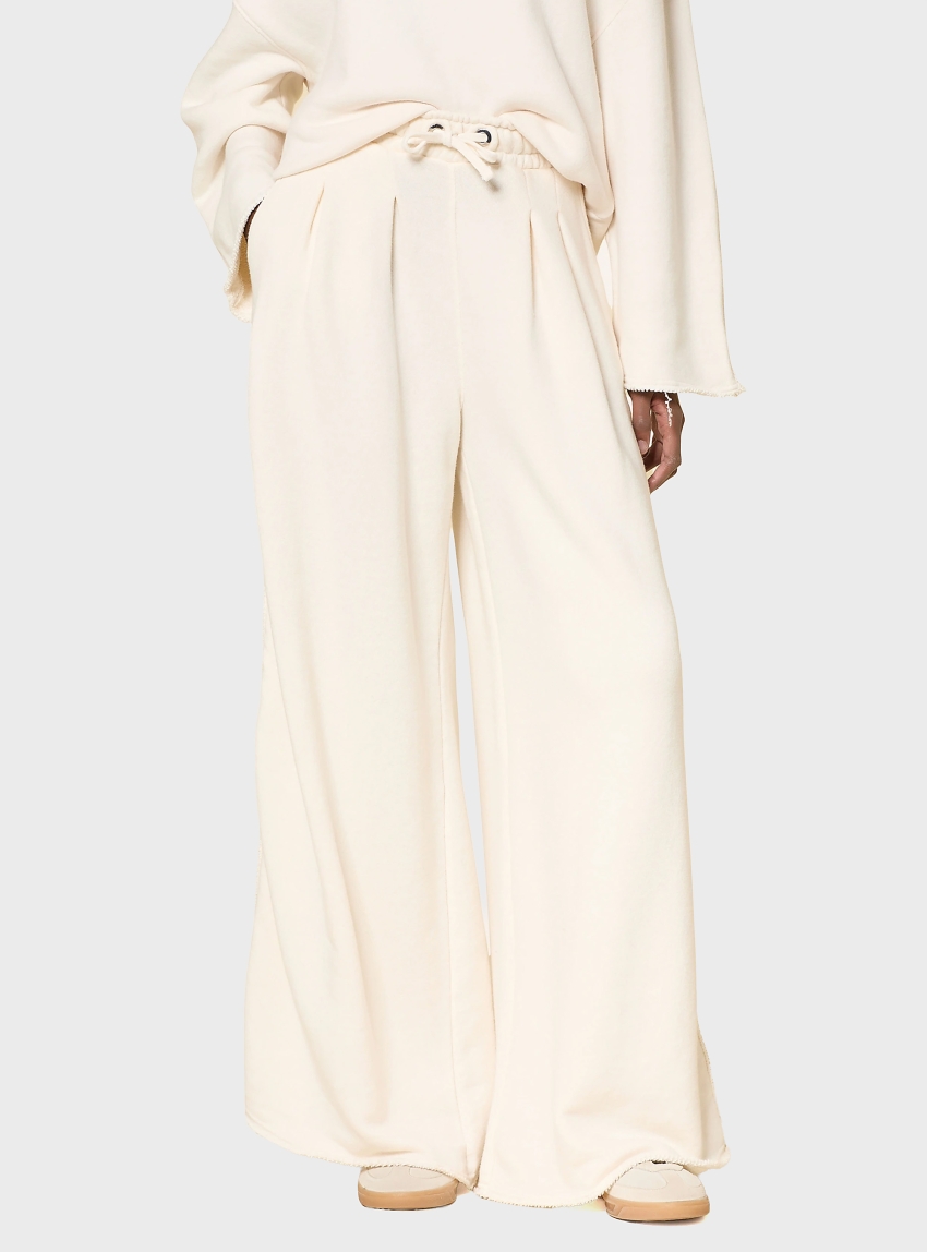 BOSS Wide-Leg Tracksuit Bottoms In A Cotton Blend  C_Elenyx - Ecru