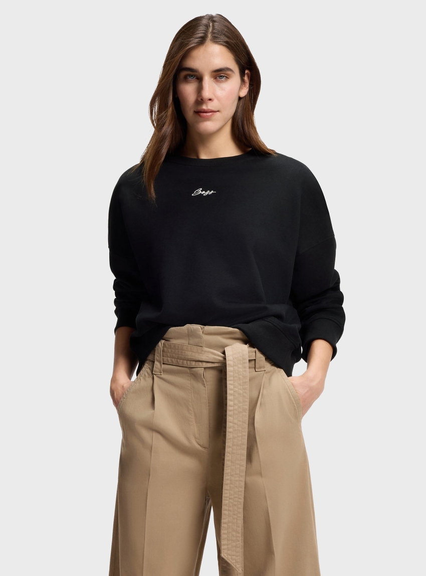 BOSS Cotton-Terry Sweatshirt With Handwritten Logo C_Ever - Black