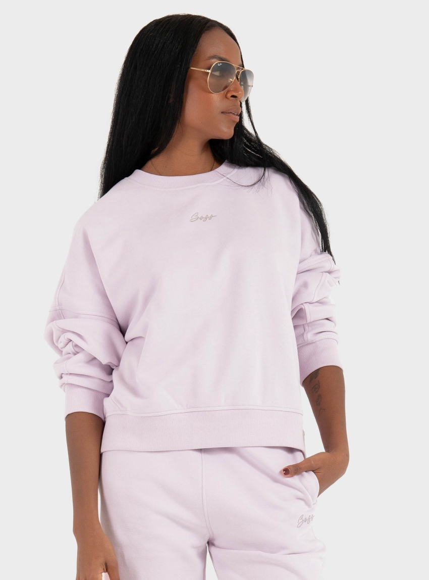 BOSS Cotton-Terry Sweatshirt With Handwritten Logo C_Ever - Lilac