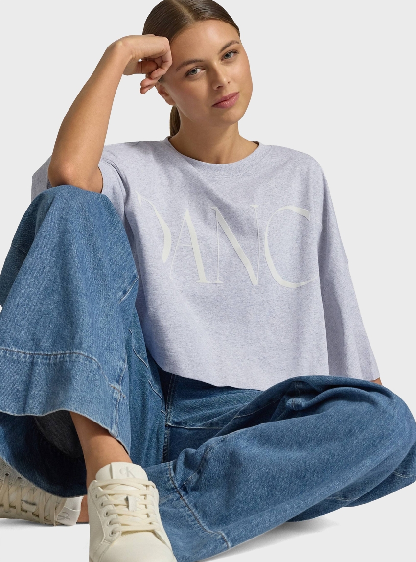 BOSS Oversized Cropped T-Shirt C_Ephilas - Light Grey Melange