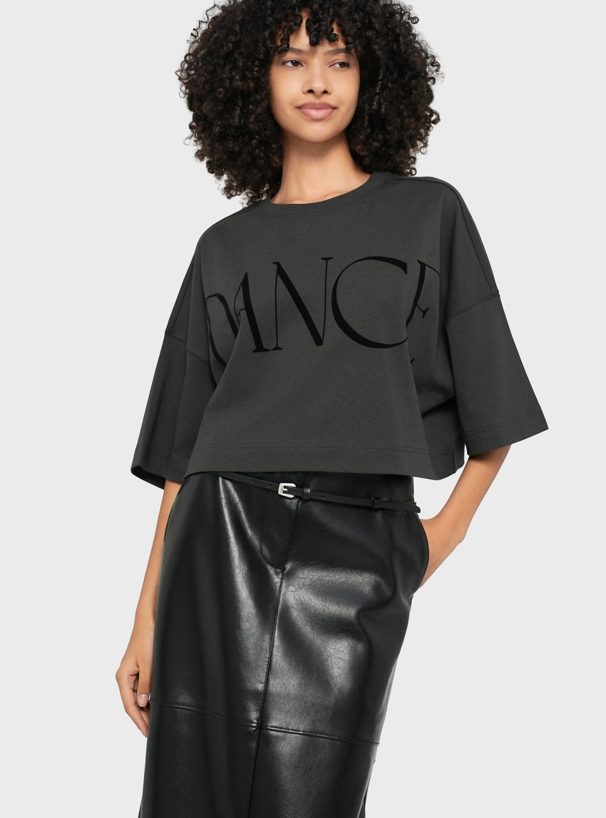 BOSS Oversized Cropped T-Shirt C_Ephilas - Dark Grey Melange 