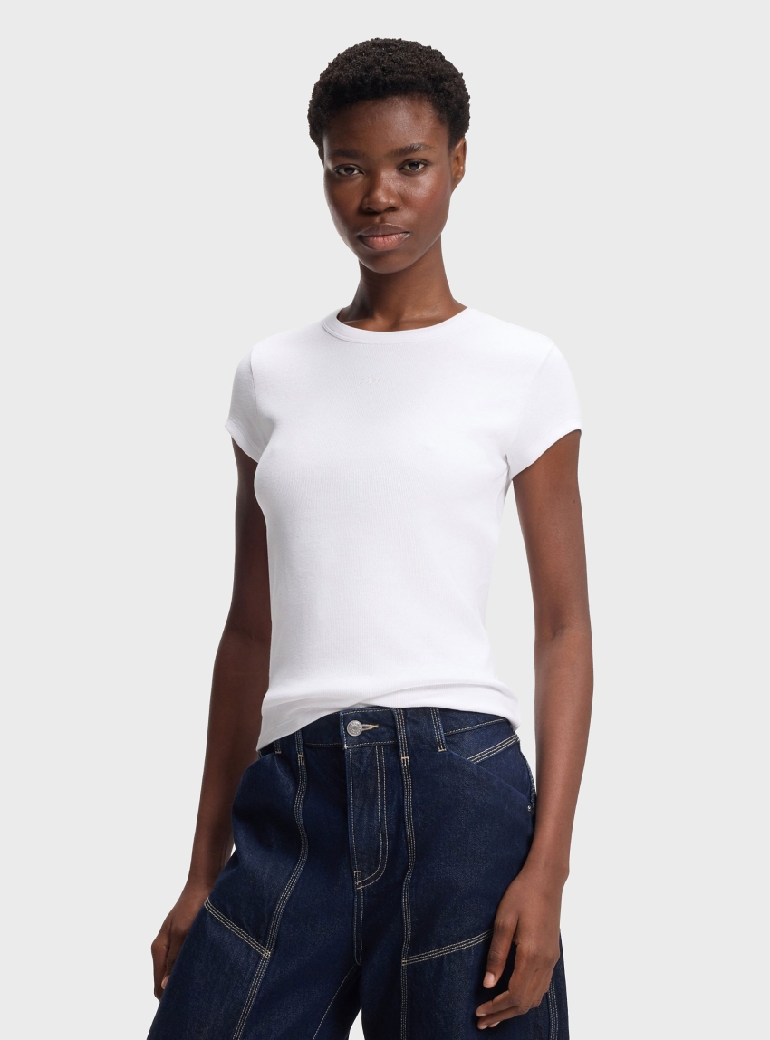 BOSS Slim-Fit T-Shirt In Stretch Cotton With Embroidered Logo C_Ecute - White
