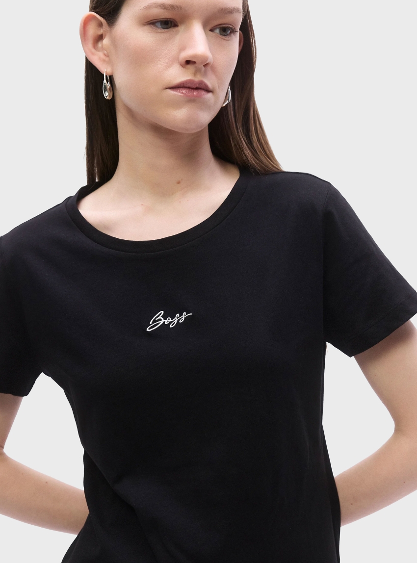 BOSS Slim-Fit T-Shirt In Cotton With Embroidered Logo  C_Elove_embro - Black