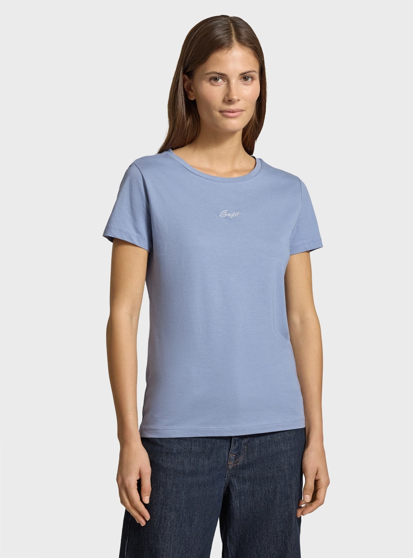 BOSS Slim-Fit T-Shirt In Cotton With Embroidered Logo  C_Elove_embro - Sky Blue