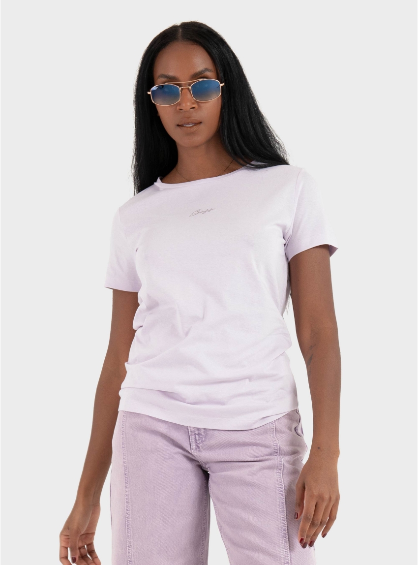 BOSS Slim-Fit T-Shirt In Cotton With Embroidered Logo  C_Elove_embro - Lilac