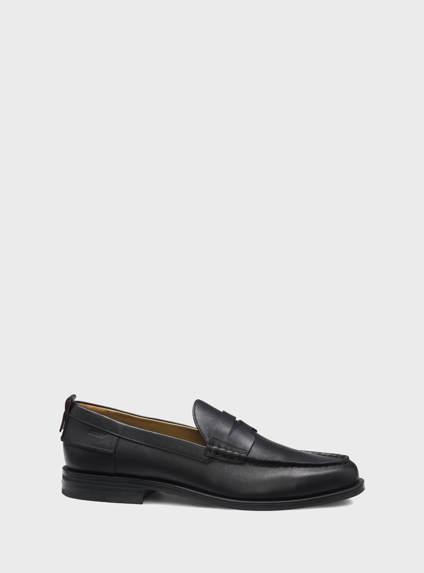 HUGO Leather Loafers With Penny Trim Varian_loaf_ltpe - Black