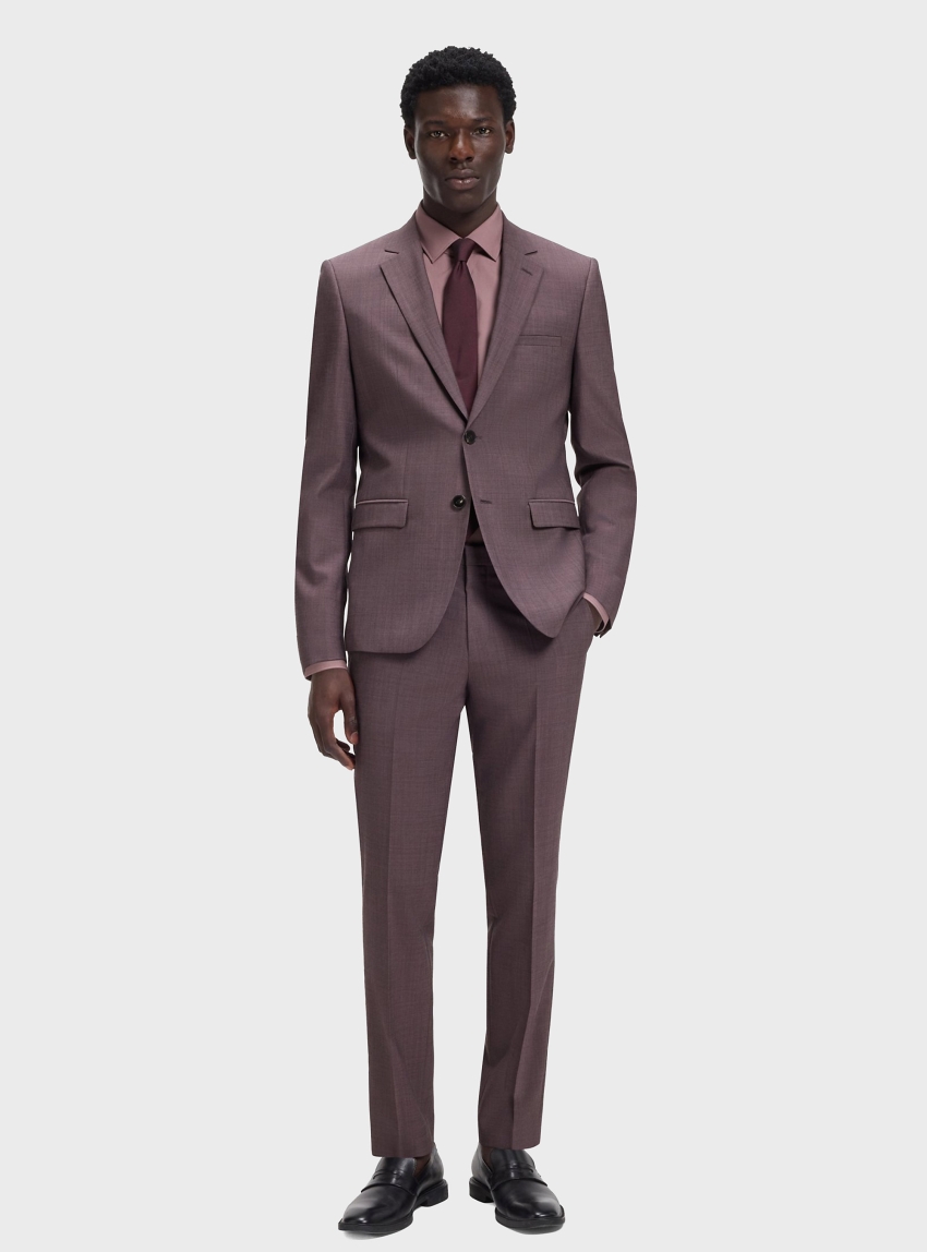 HUGO Extra-Slim-Fit Suit In Wool-Blend Poplin Arti-Hesten253X - Light Bordeaux