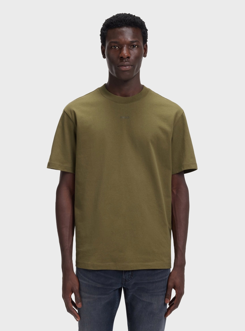 HUGO Relaxed-Fit T-Shirt In Cotton With Logo Print Dapolino - Light Olive