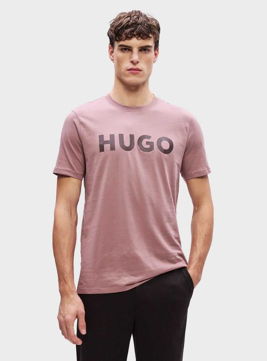 HUGO Cotton-Jersey T-Shirt With Logo Print Dulivio - Light Bordeaux