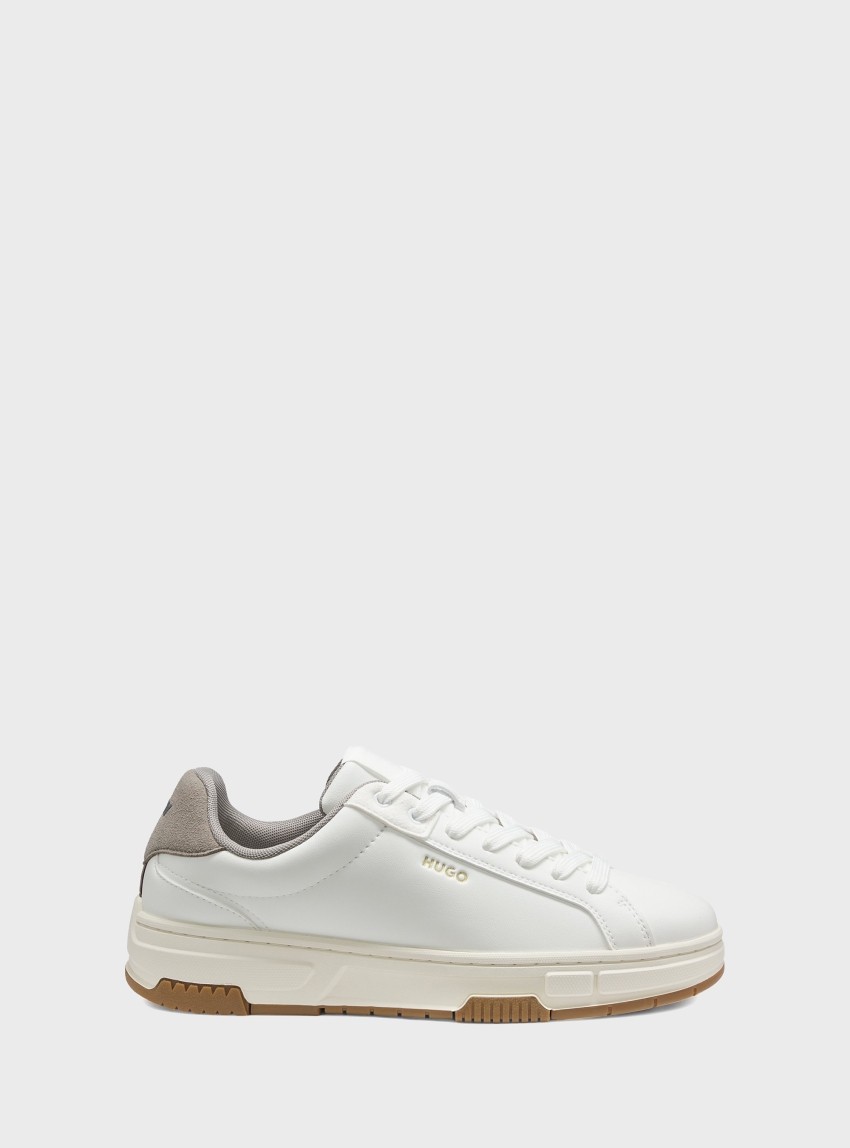 HUGO Trainers In Faux Leather With Zigzag Accents  Yarrow_tenn_mfpu - Off White